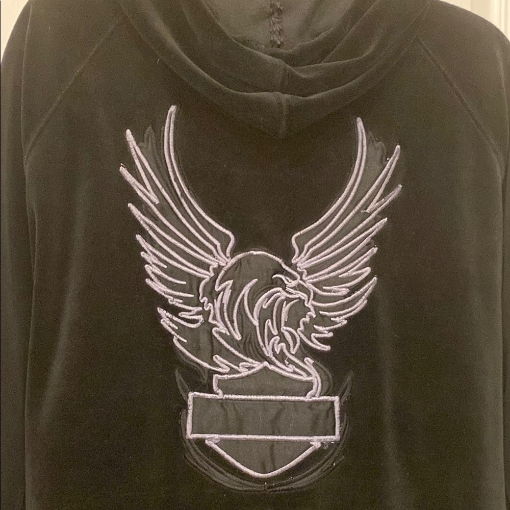 HARLEY-DAVIDSON zip up Hoodie- Black velvet women’s XL